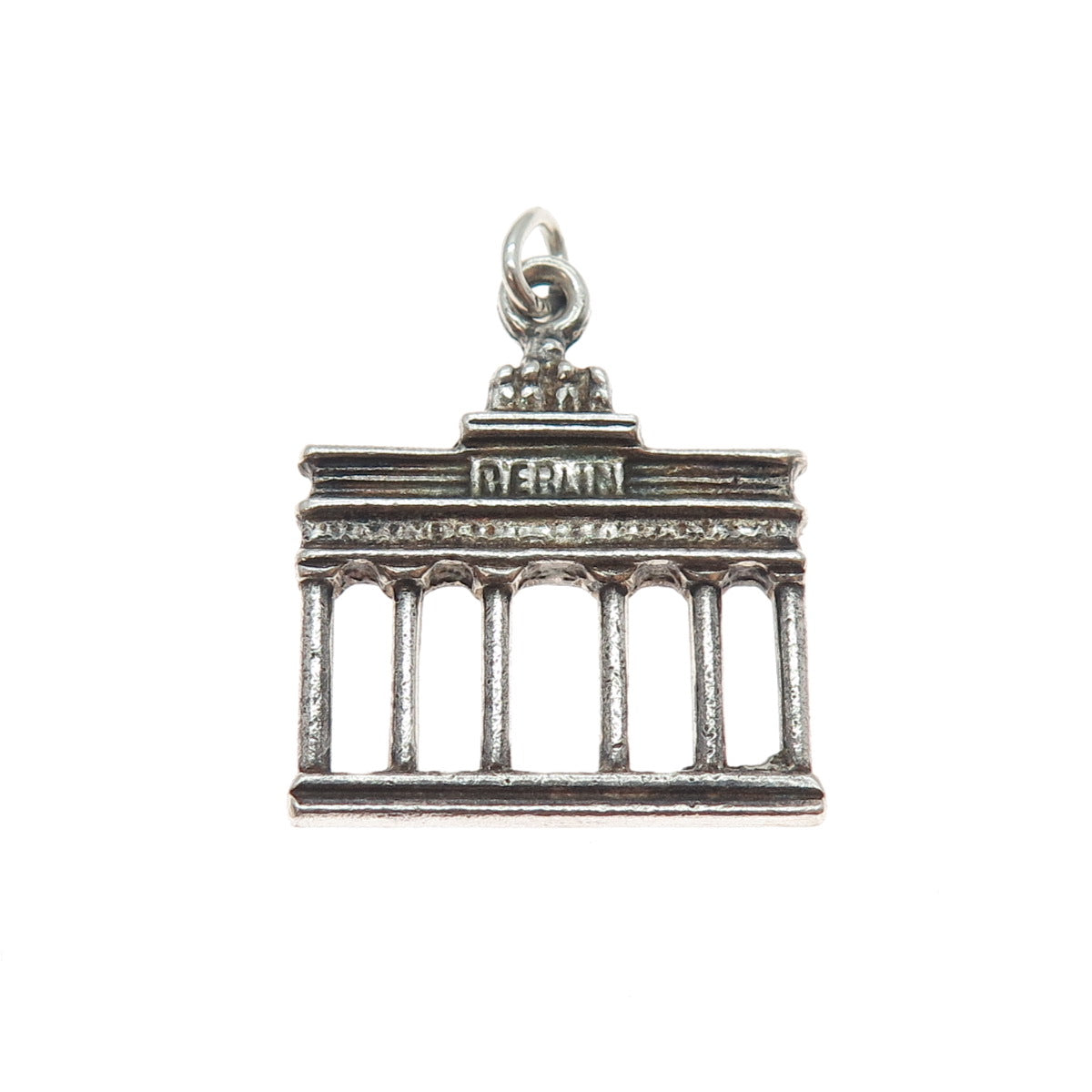 835 Silver Antique Berlin Brandenburg Gate Oxidized Mini Charm Pendant