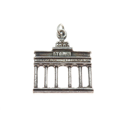 835 Silver Antique Berlin Brandenburg Gate Oxidized Mini Charm Pendant