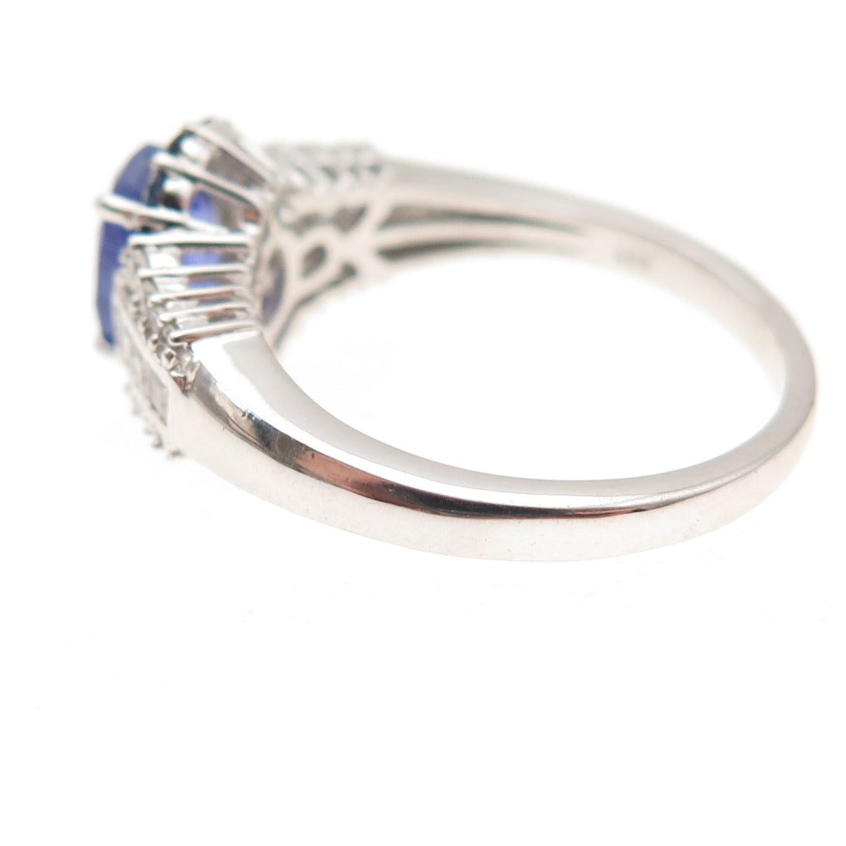 925 Sterling Silver Real Tanzanite Sapphire & White Topaz Ring Size 8