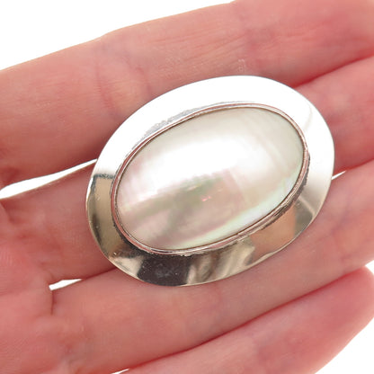 Rex Abeita Navajo Old Pawn 925 Sterling Silver Vintage Pearl Tribal Pin Brooch