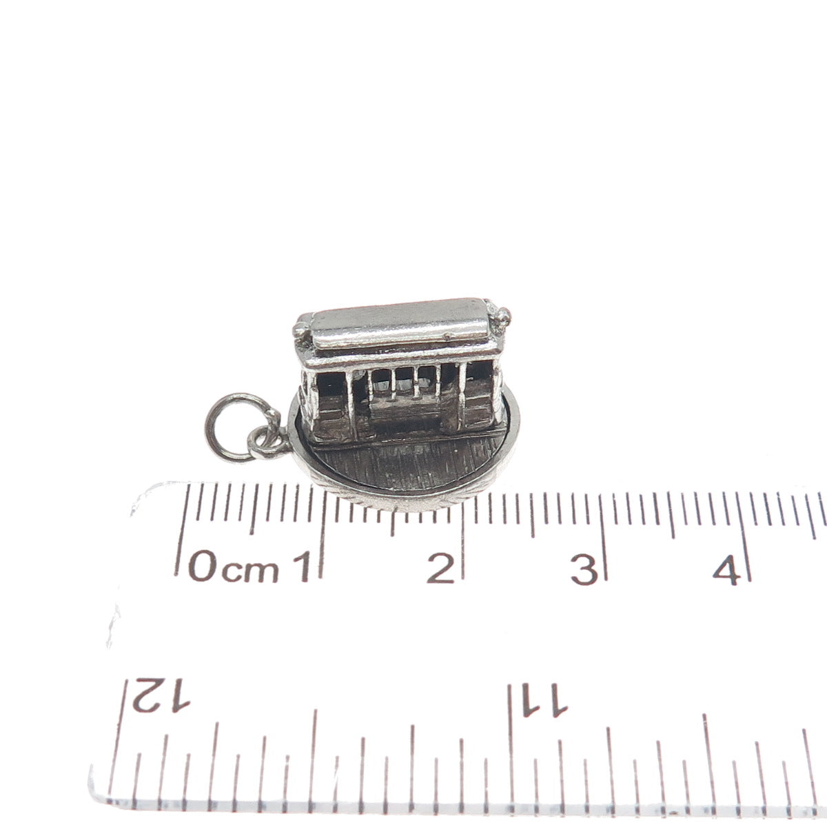 ART'S ELEGANCE 925 Sterling Silver Vintage Cable Car Minimalist 3D Charm Pendant