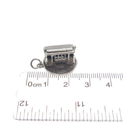 ART'S ELEGANCE 925 Sterling Silver Vintage Cable Car Minimalist 3D Charm Pendant