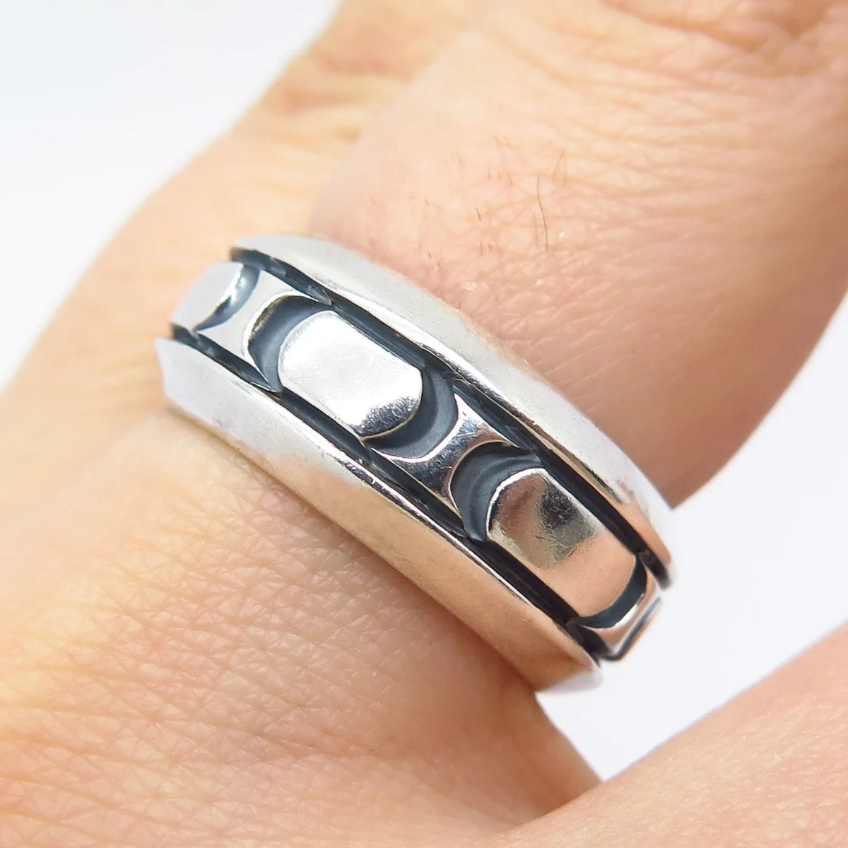 925 Sterling Silver Vintage Mexico Band Ring Size 7.5