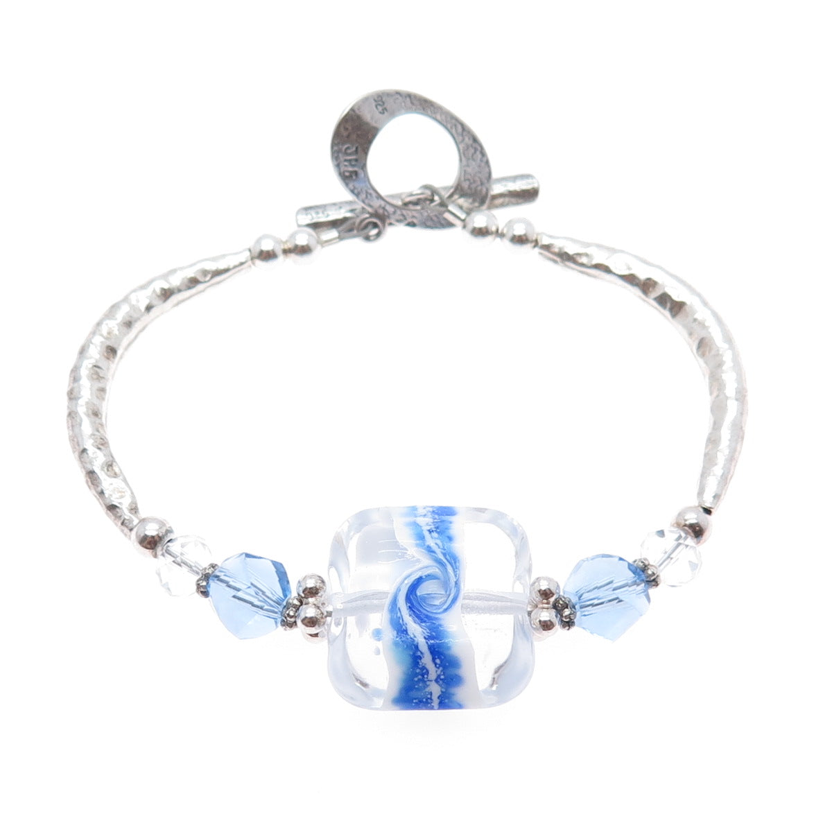 JOSHUA BENBASSAT JBB 925 Sterling Silver Vintage Murano Glass Bracelet 6.25"