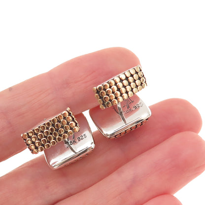 John Hardy 925 Sterling Silver 18K Gold Vintage Dotted Cufflinks (missing part)