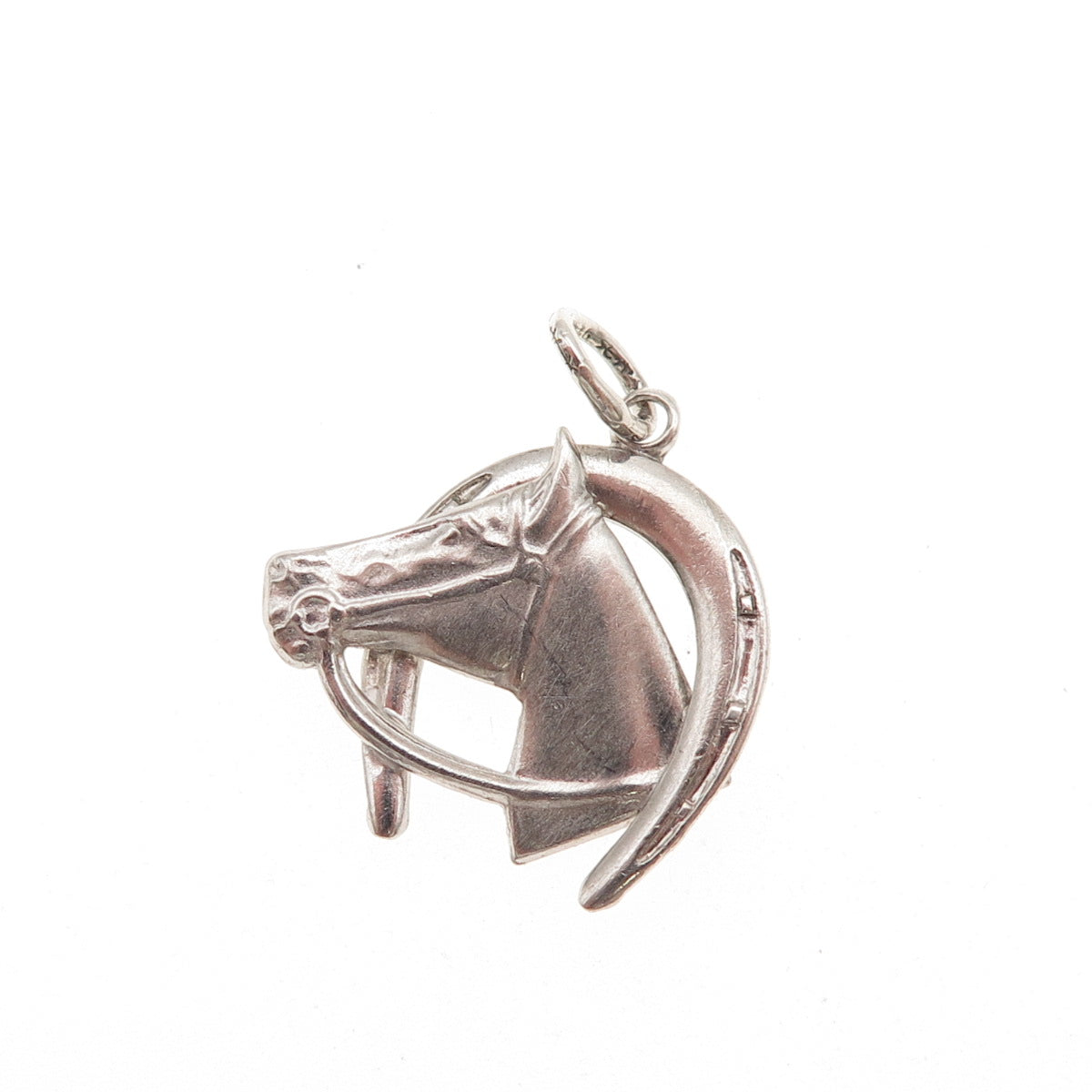 Carl Art Sterling Silver Antique Art Deco Horse & Horseshoe Mini Charm Pendant