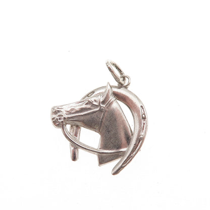 Carl Art Sterling Silver Antique Art Deco Horse & Horseshoe Mini Charm Pendant