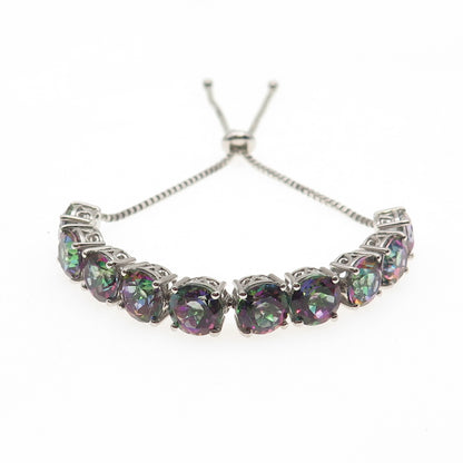 Chuck Clemency Sterling Silver Real Mystic Topaz Adjustable Bracelet 6-9.75"