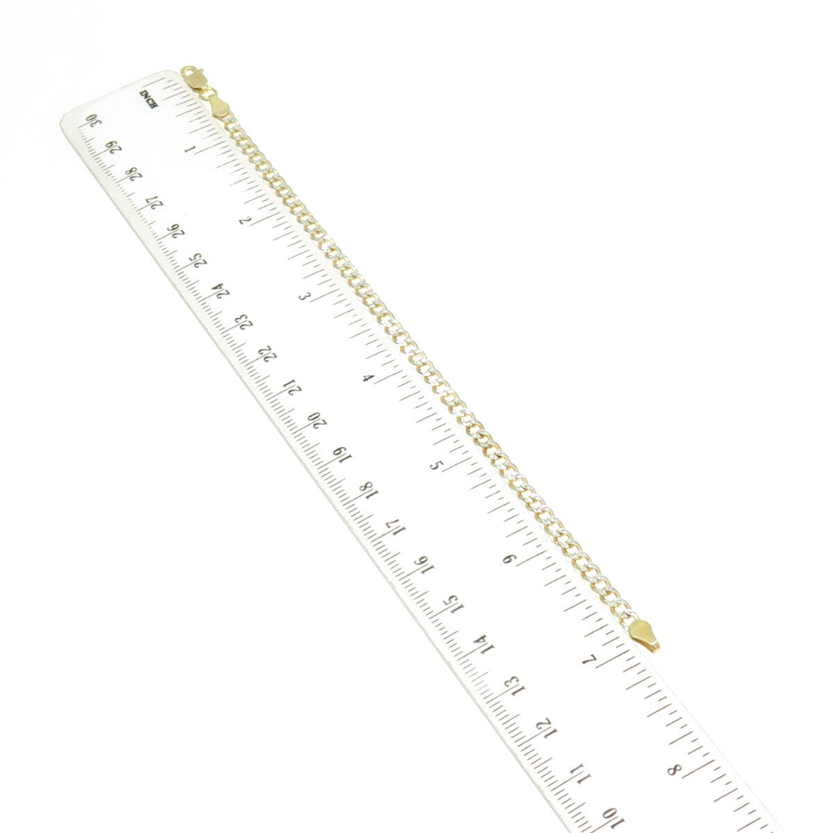 P. LUX 925 Sterling Silver 2-Tone Italy Curb Link Bracelet 7"