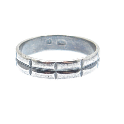 925 Sterling Silver Vintage 2-Row Bar Oxidized Band Ring Size 10.5
