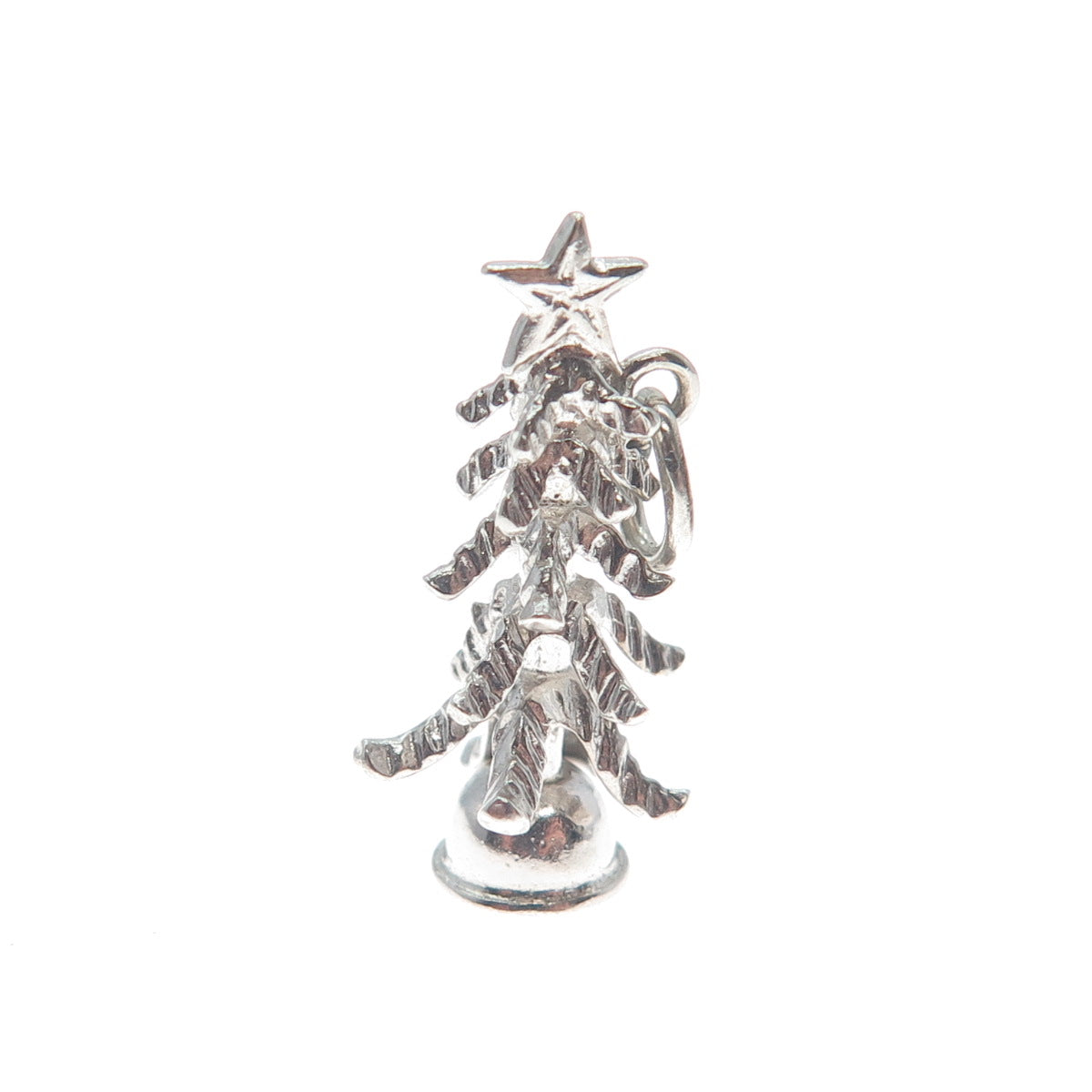 925 Sterling Silver Vintage Christmas Tree Minimalist 3D Charm Pendant