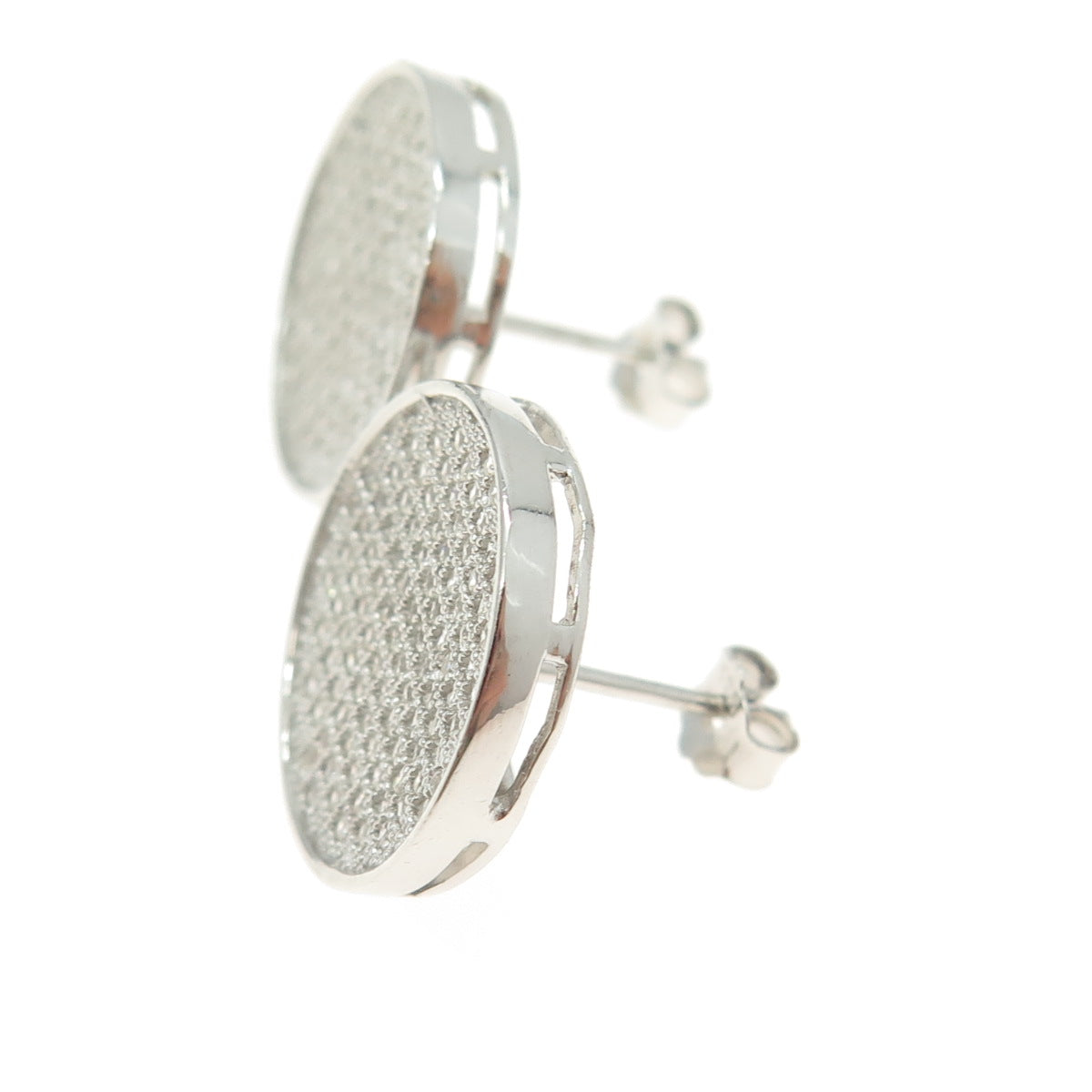 925 Sterling Silver Round-Cut C Z Disc Stud Earrings