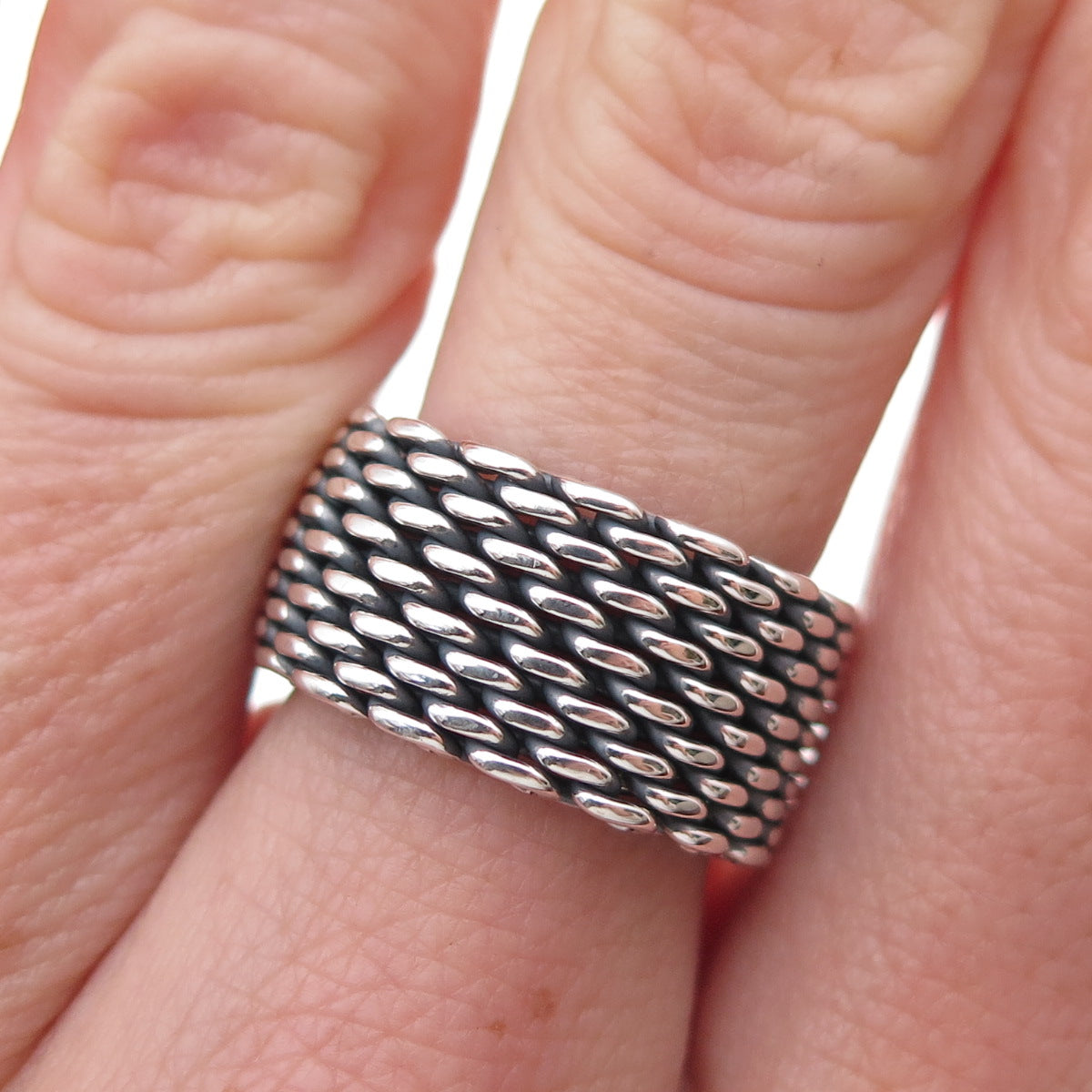 Tiffany & Co. 925 Sterling Silver Vintage Somerset Mesh Ring Size 8