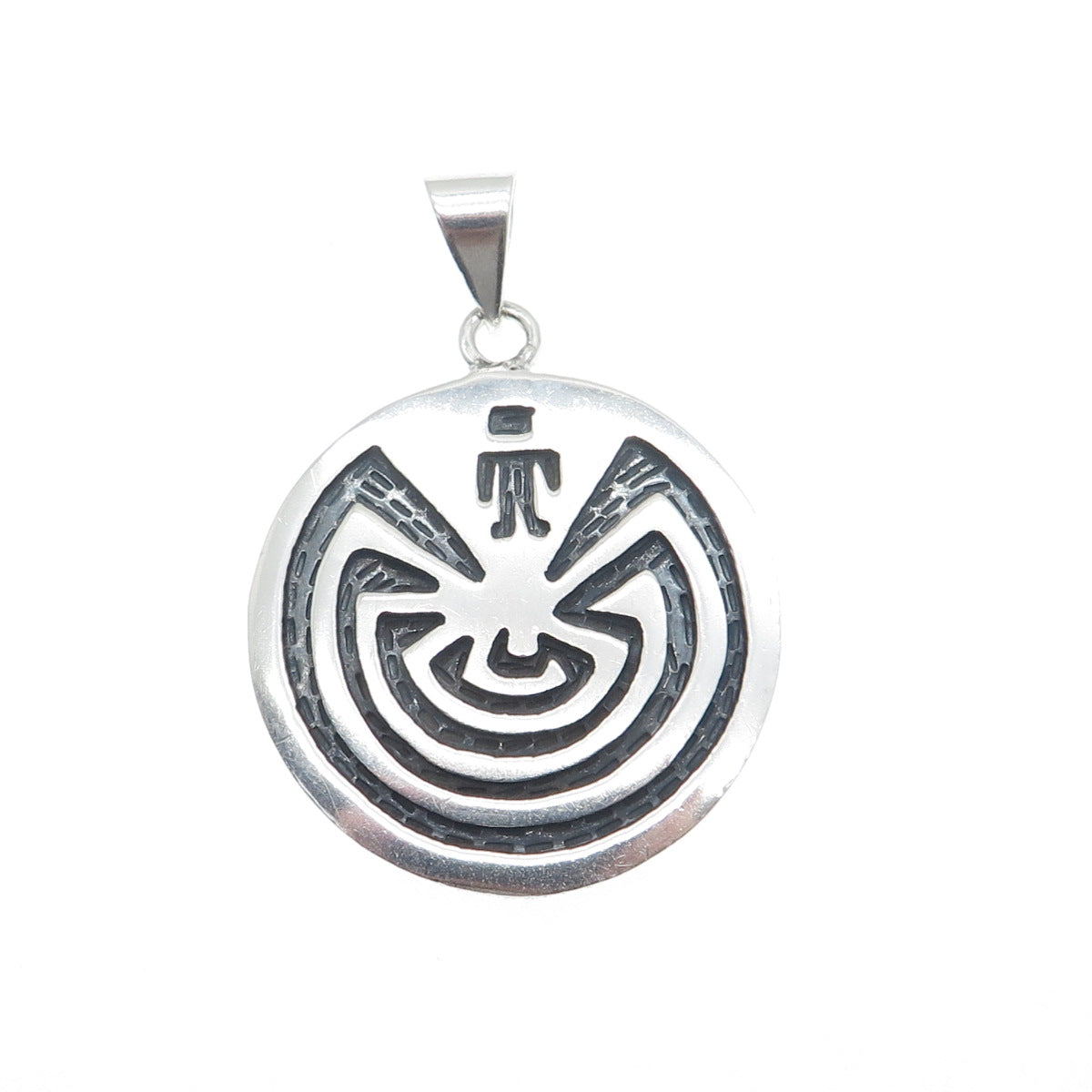 925 Sterling Silver Vintage Aztec Maze Pendant