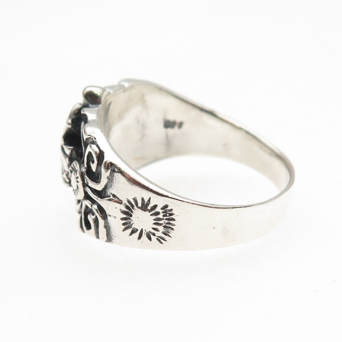 925 Sterling Silver Vintage Cross Oxidized Ring Size 13.75
