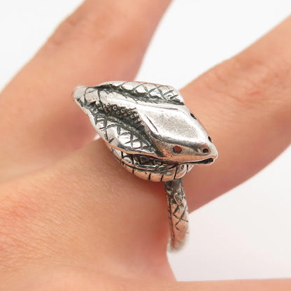 925 Sterling Silver Vintage Cobra Wrapped Ring Size 8.5