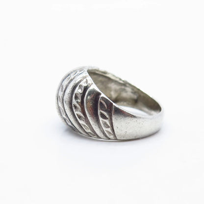 925 Sterling Silver Vintage Ribbed Ring Size 6