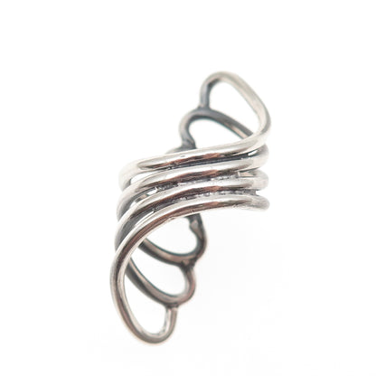 925 Sterling Silver Vintage Mexico Angel Wings Oxidized Adjustable Ring Size 5