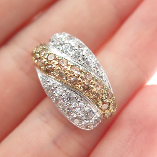 ROSS SIMONS 925 Sterling Silver 2-Tone Champagne & White C Z Slide Mini Pendant