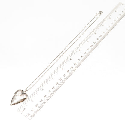 Or Paz PZ 925 Sterling Silver Vintage Israel Heart Round Box Chain Necklace 18"