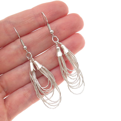Old Pawn 925 Sterling Silver Vintage Southwestern Liquid Chain Dangle Earrings