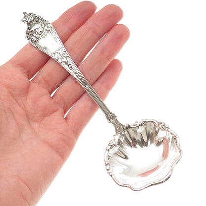 MECHANICS 925 Sterling Silver Antique 1895 Cherub Solid Piece Cream Ladle