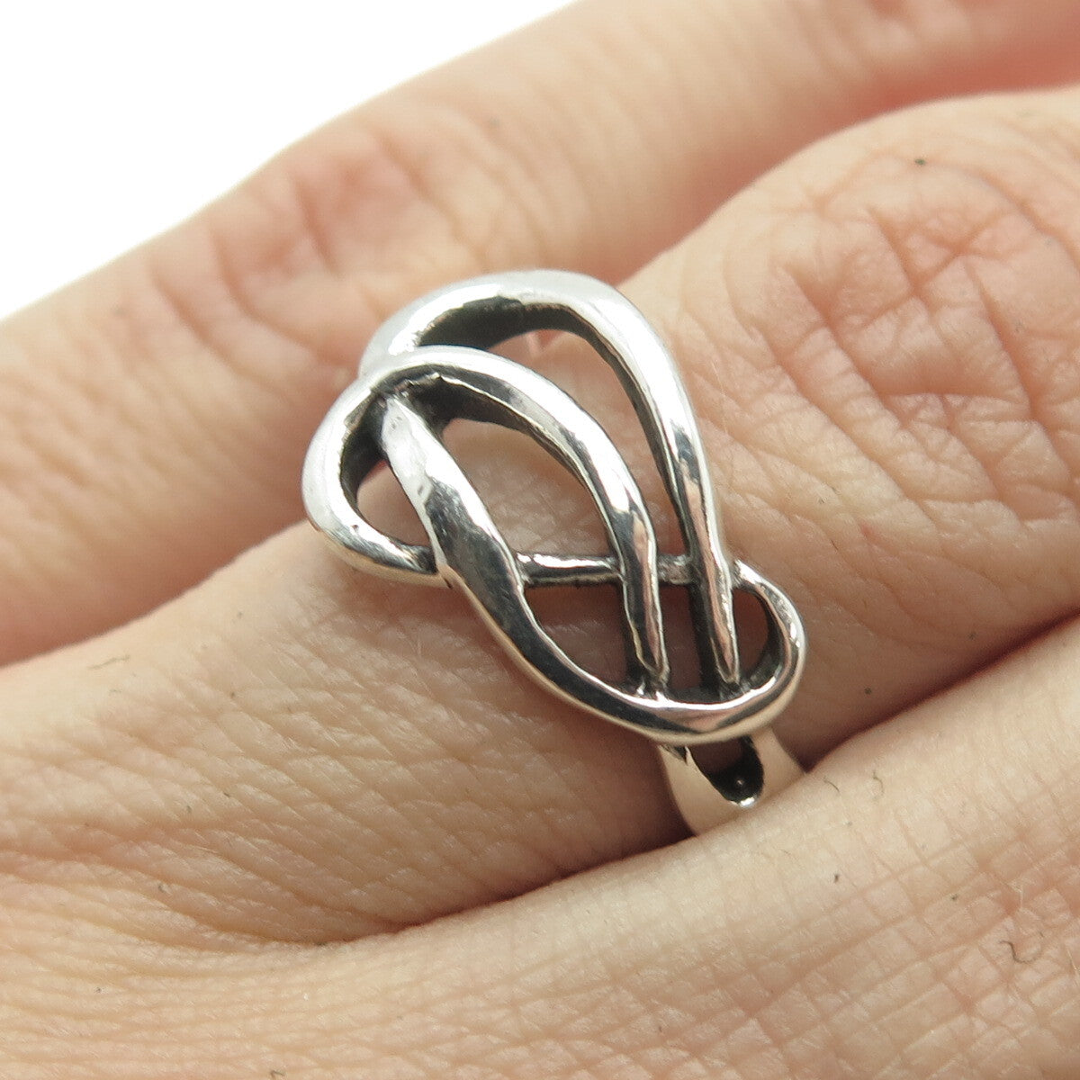 925 Sterling Silver Vintage Cross Modernist Ring Size 7