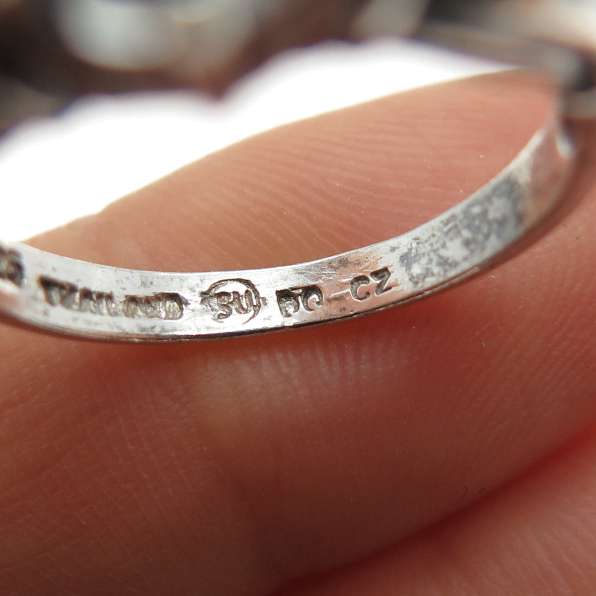 925 Sterling Silver Vintage Round-Cut C Z Engagement Oxidized Ring Size 7.25