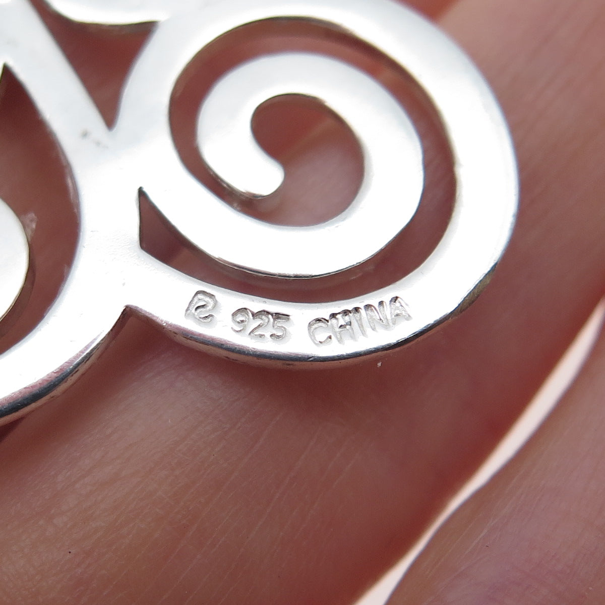 ROSS SIMONS 925 Sterling Silver Vintage Modernist Swirl Butterfly Slide Pendant