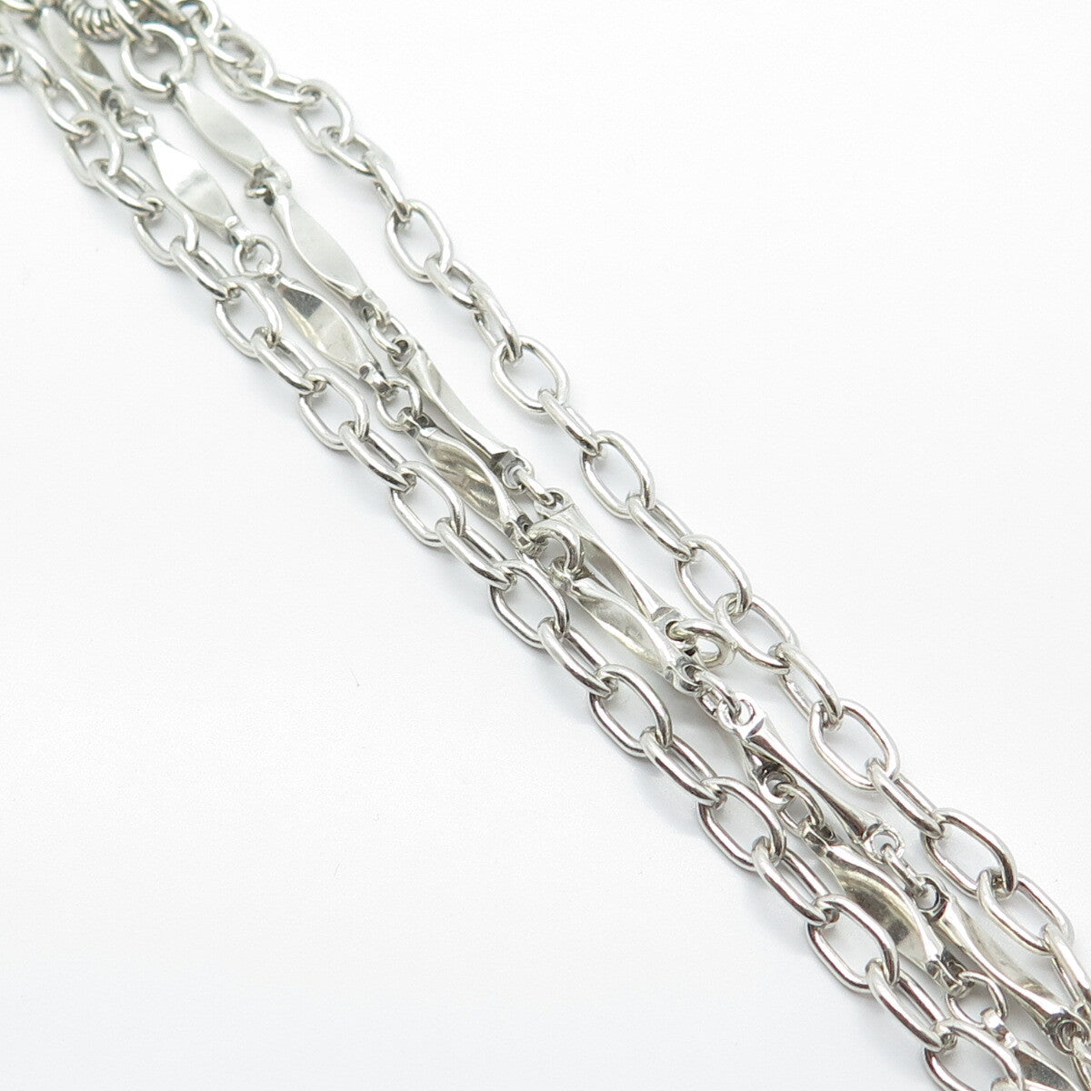 925 Sterling Silver Vintage Alana Love Pearl & Smoky Quartz Chain Necklace 14"