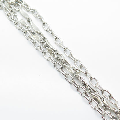 925 Sterling Silver Vintage Alana Love Pearl & Smoky Quartz Chain Necklace 14"