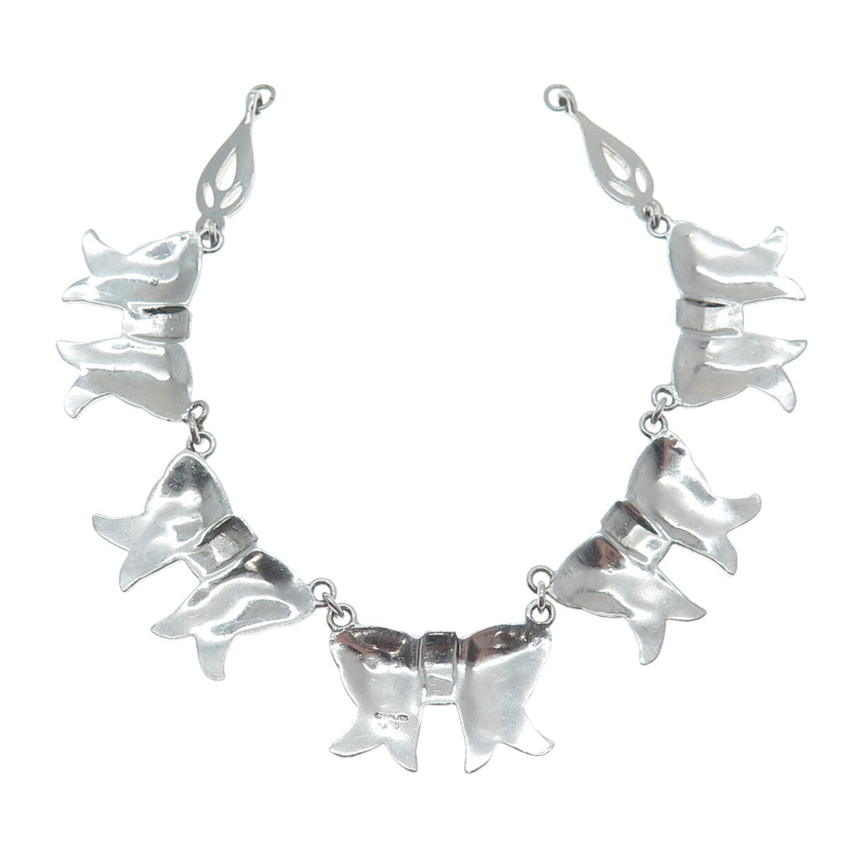 KD Kimler & Daniel Sterling Antiuqe Marcasite Centerpiece Bow Necklace Part 6.5"