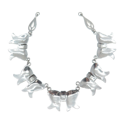 KD Kimler & Daniel Sterling Antiuqe Marcasite Centerpiece Bow Necklace Part 6.5"