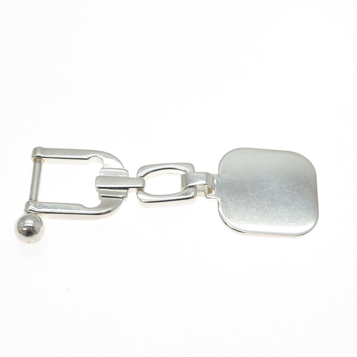 925 Sterling Silver Vintage Italy Engravable Tag Key Fob Chain Ring Holder