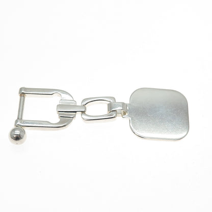 925 Sterling Silver Vintage Italy Engravable Tag Key Fob Chain Ring Holder