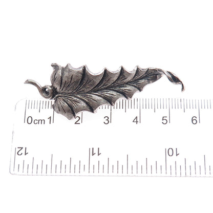 800 Silver Vintage Floral Leaf Oxidized Pin Brooch