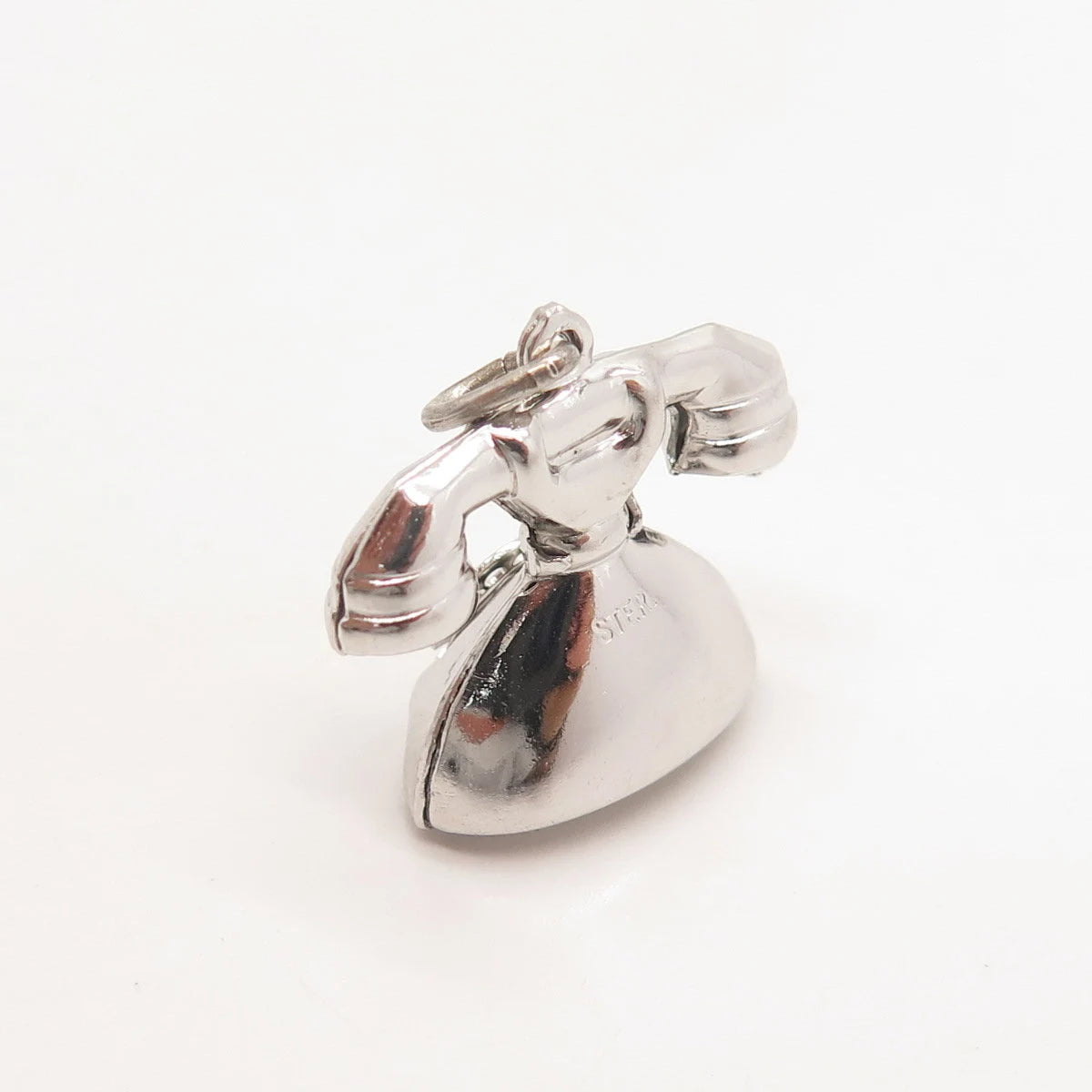 925 Sterling Silver Vintage Old Telephone 3D Minimalist Pendant