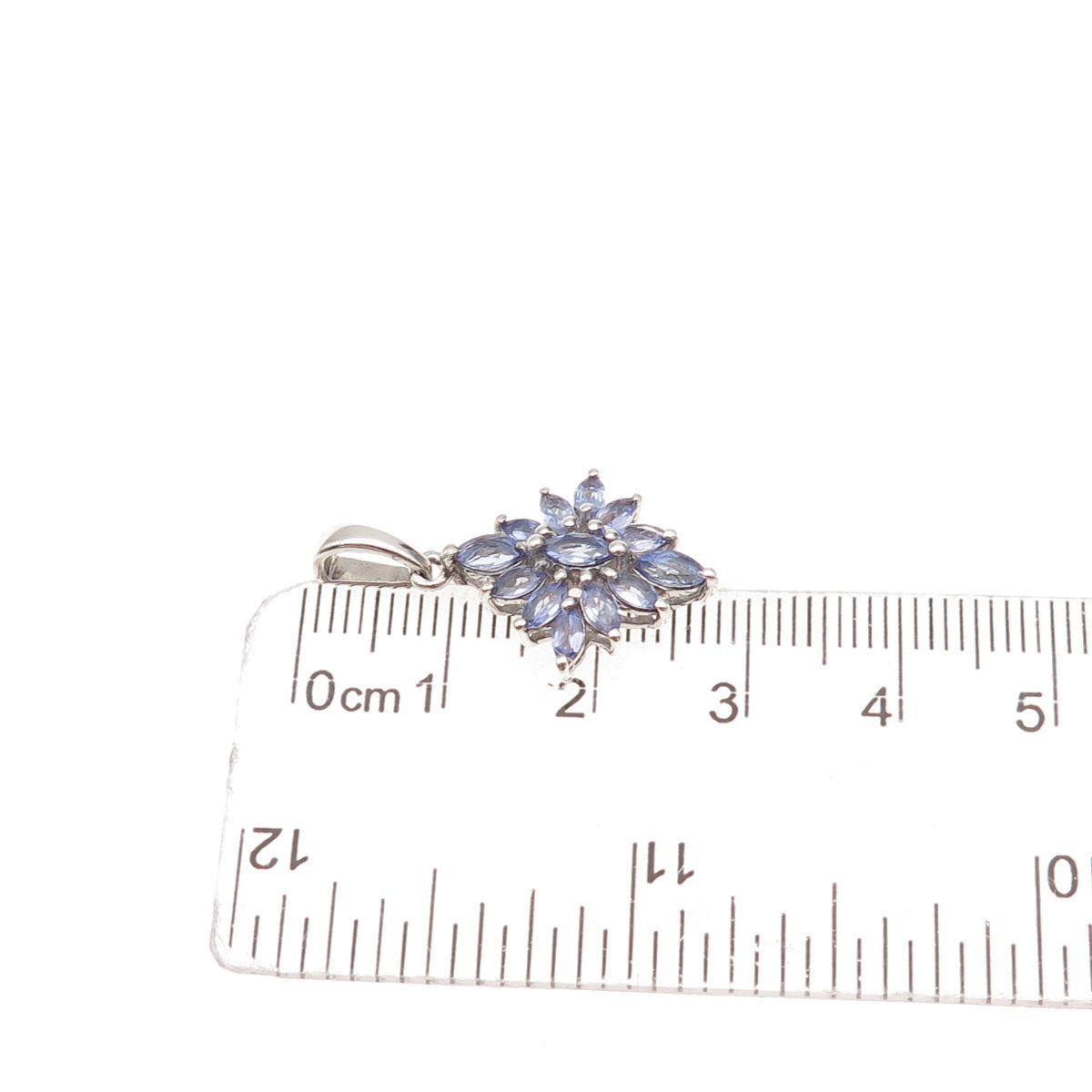D'Joy 925 Sterling Silver Real Marquise-Cut Tanzanite Floral Charm Pendant