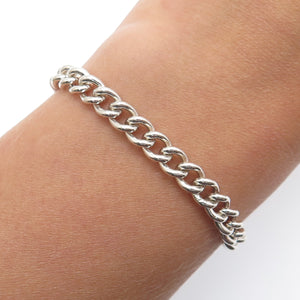 W.J. SUTTON 925 Sterling Silver Vintage 1970 Birmingham Curb Link Bracelet 7.25"