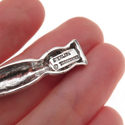 Terry Mayer 925 Sterling Silver Vintage Cross Religious Oxidized Slide Pendant