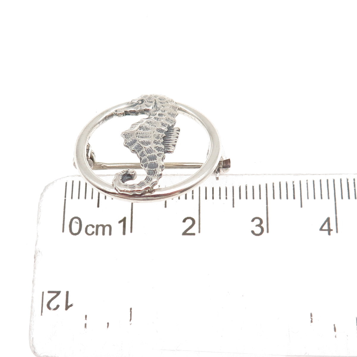 925 Sterling Silver Vintage Seahorse Oxidized Pin Brooch