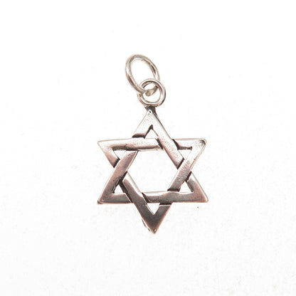 925 Sterling Silver Vintage Star of David Oxidized Charm Pendant