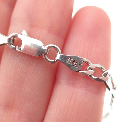 925 Sterling Silver Vintage Italy Figaro Link Bracelet 8"