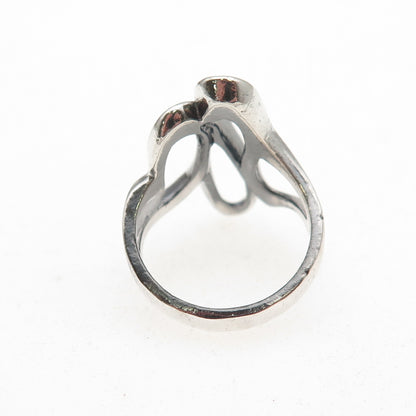 925 Sterling Silver Vintage Modernist Oxidized Ring Size 5.5