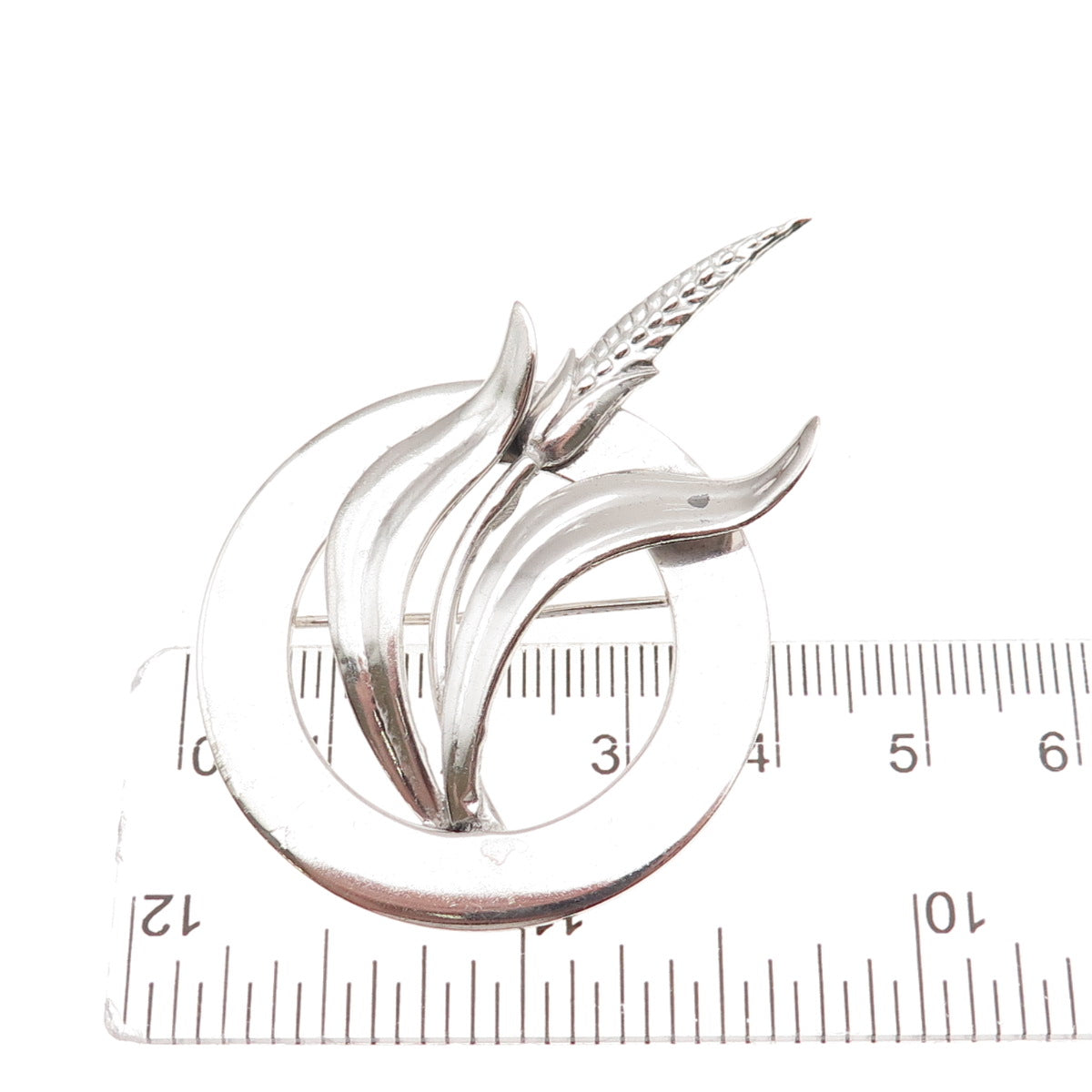 Goldberg Kirschman 925 Sterling Silver Vintage Wheat Floral Pin Brooch