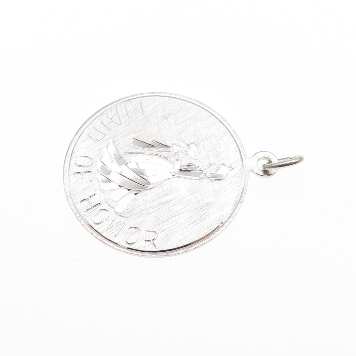 925 Sterling Silver Vintage Engraved Maid of Honor Charm Pendant