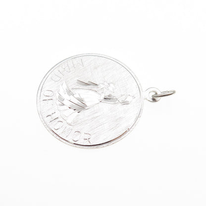 925 Sterling Silver Vintage Engraved Maid of Honor Charm Pendant