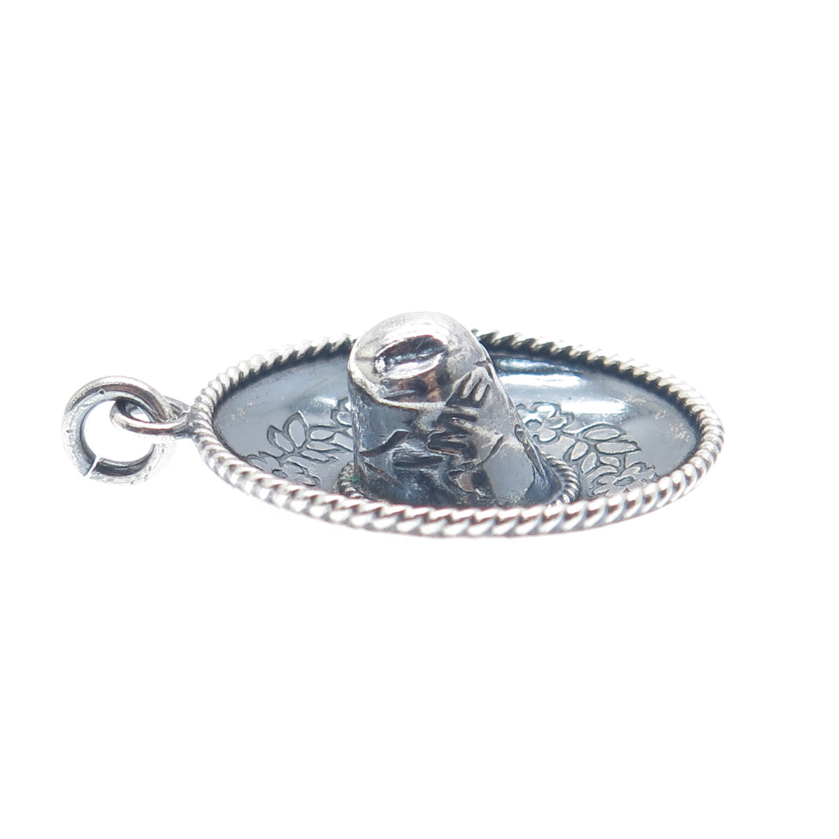 CARTELAN 925 Sterling Silver Vintage Mexico Sombrero Oxidized 3D Charm Pendant