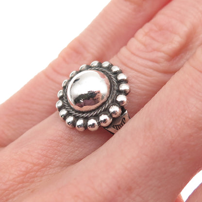 Old Pawn Sterling Silver Vintage Southwestern Sun Beaded Tribal Ring Size 5.25