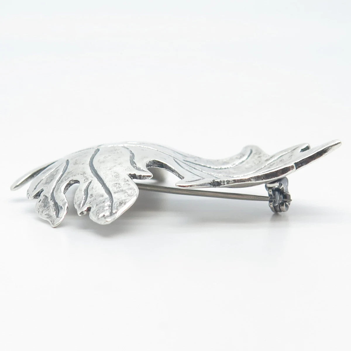 925 Sterling Silver Vintage Brookraft Grape Leaf Pin Brooch